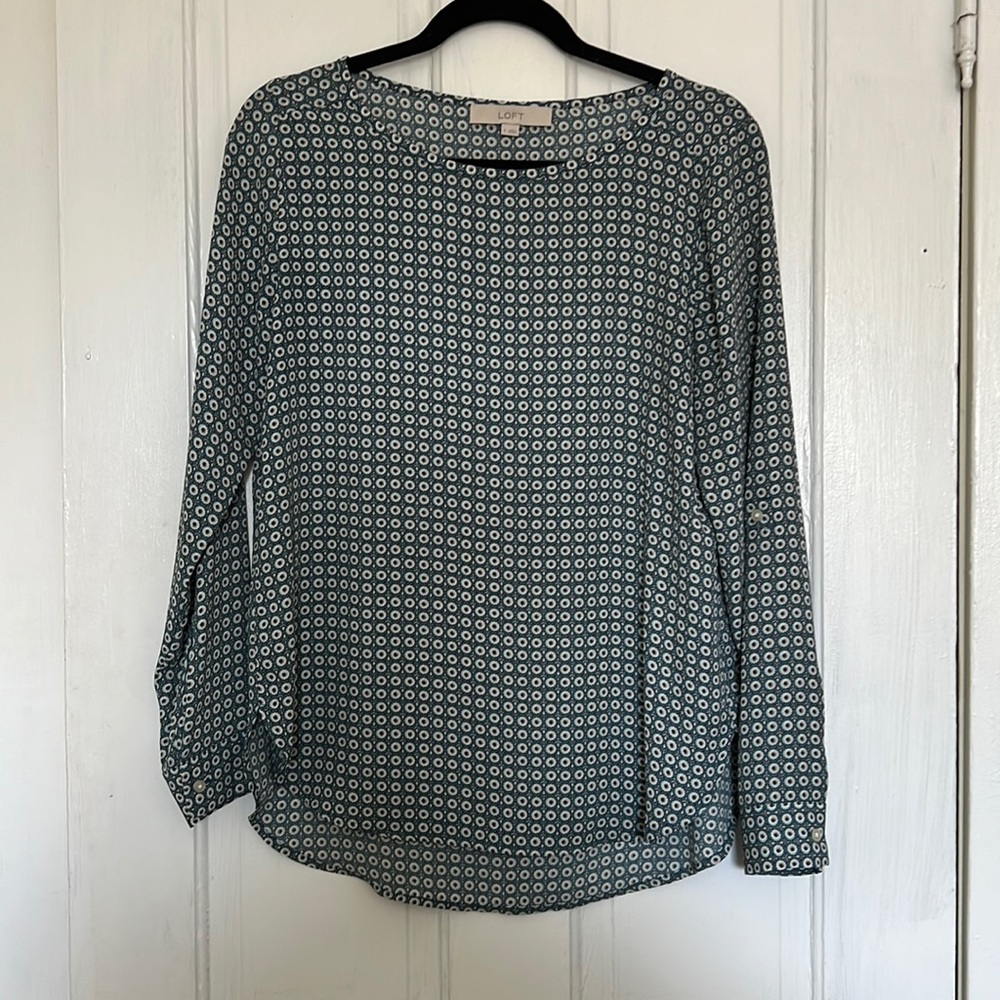 LOFT Blue dotted blouse
